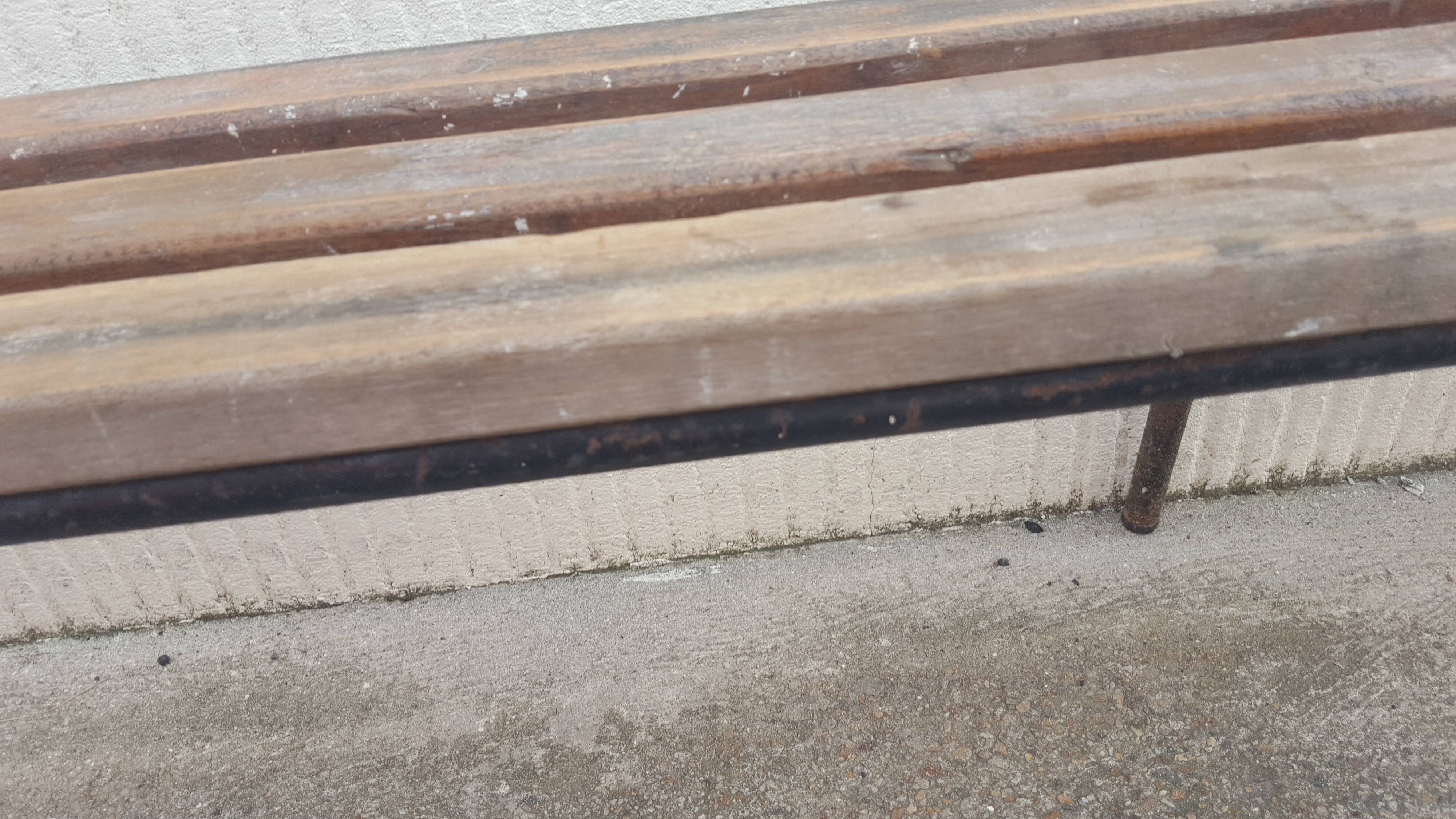 School bench wood and vintage metal