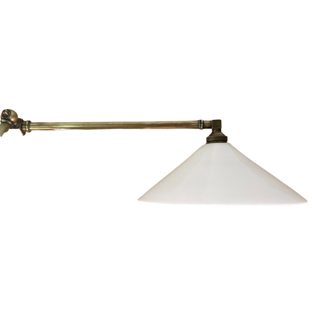 Brass and opaline art deco swing swivel wall lamp