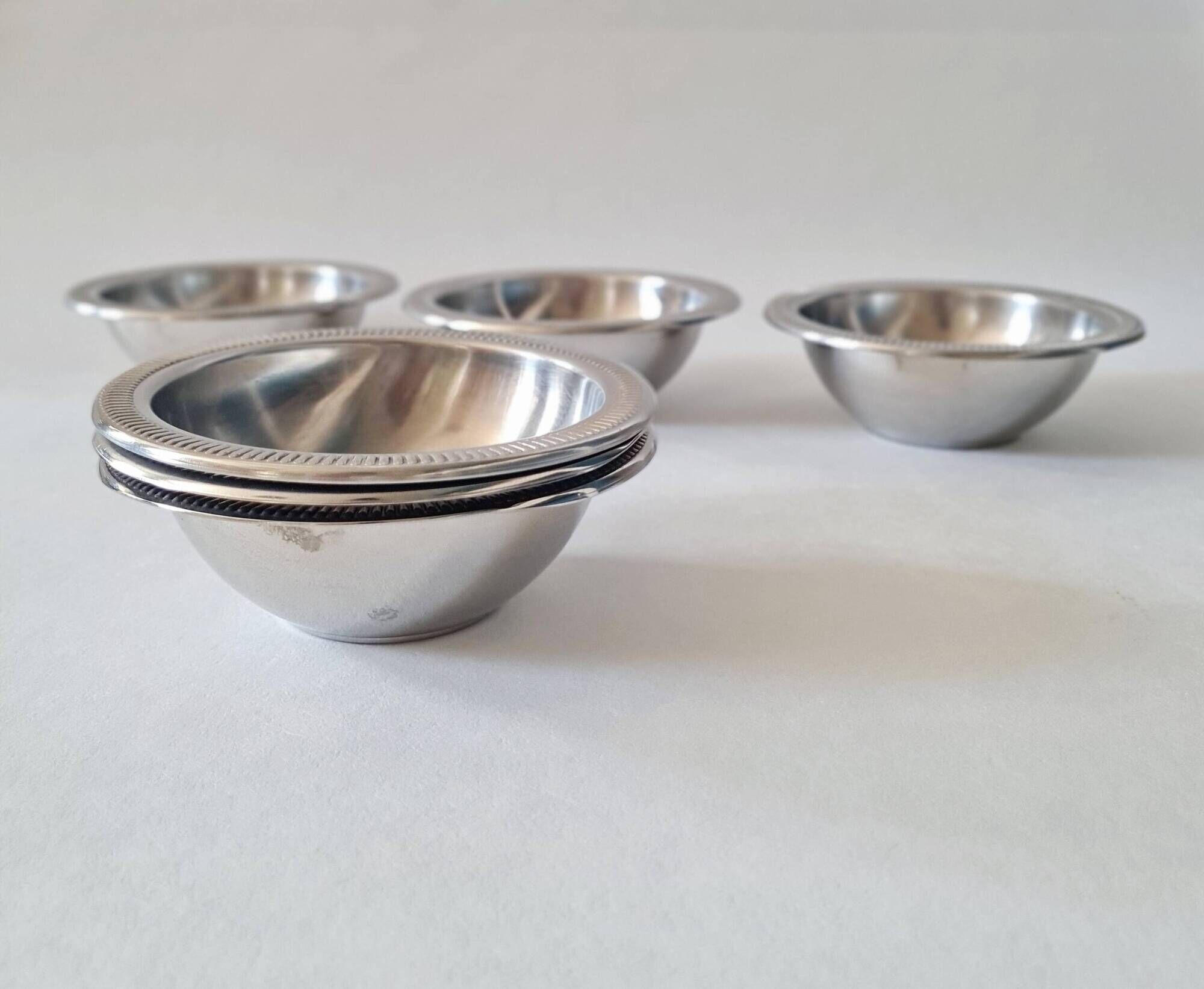 Set of 6 small vintage stainless steel bowls.