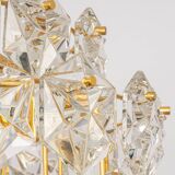 Chandelier, brass and crystal glass by Kinkeldey, Germany, 1970s.