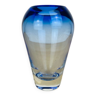 Blue Holmegaard Scandinavian blown glass vase