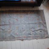 Vintage cactus silk carpet, grey and with original nomadic designs. free shipping in europe 225x135cm