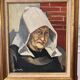 Portrait painting Breton woman with white headdress