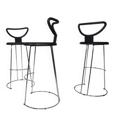 3 tabourets de bar postmodernes Fasem Italia par Nobu Tanigawa, 1990
