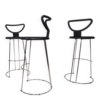Fasem Italia 3-piece set of postmodern bar stools by Nobu Tanigawa, 1990