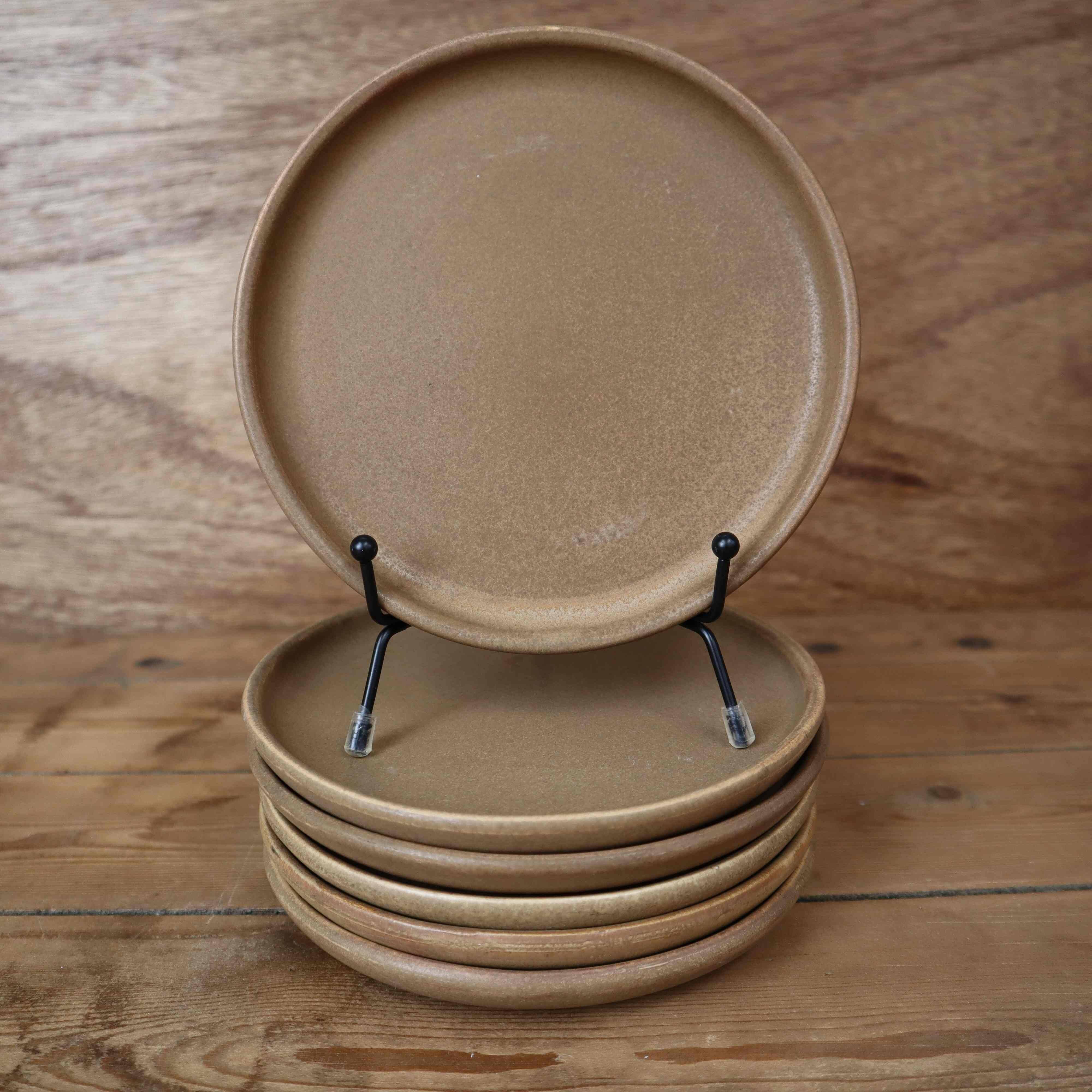 Set of 6 vintage stoneware dinner plates