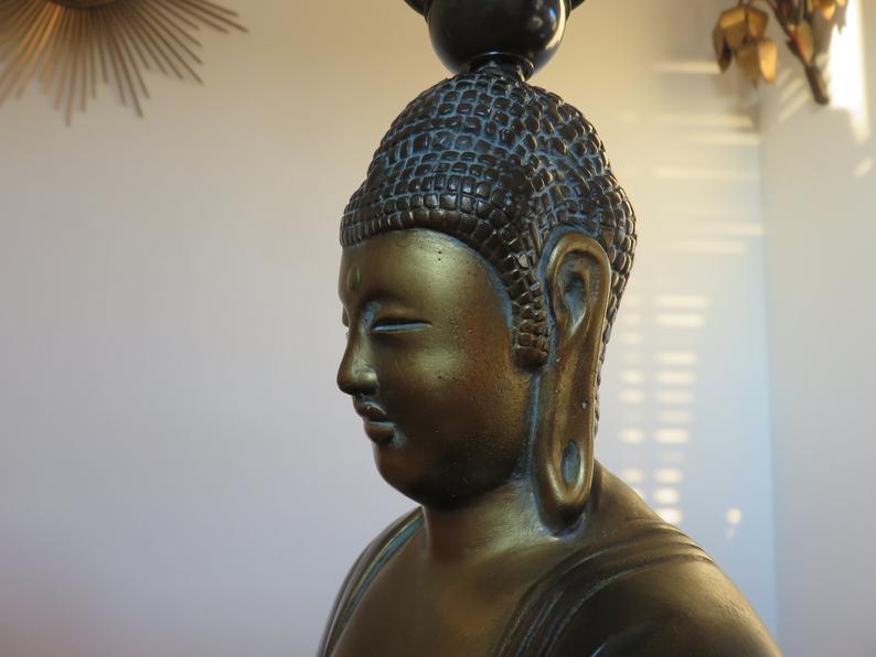 Italian "Buddha" lamp in polychrome plaster 70s