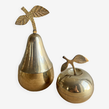 Vintage brass apple pear boxes