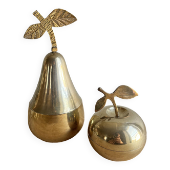Vintage brass apple pear boxes