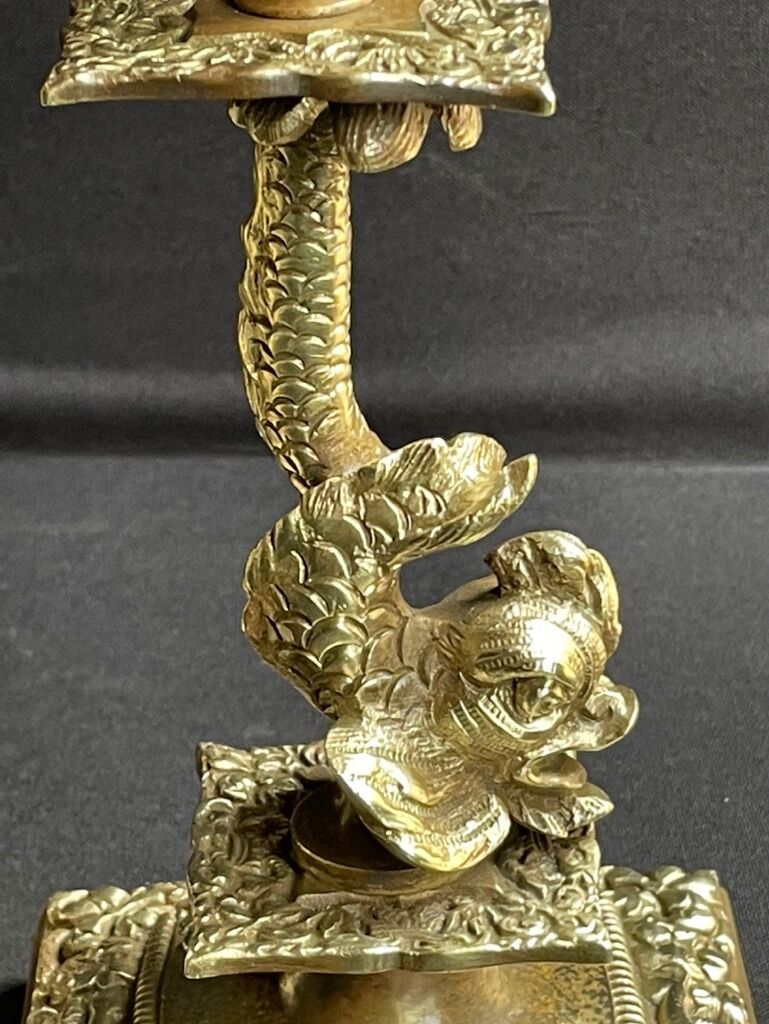 Pair of Napoleon III candle holders - Louis XIV style - Bronze (gilded)