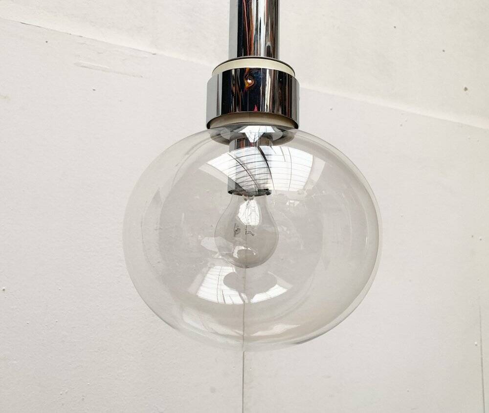 Vintage Space Age Suspension in Chrome and Glass by Motoko Ishii for Staff, 1970s