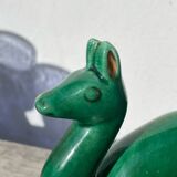 Art Deco figurine of a green ceramic doe