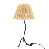 Metal tripod lamp with raffia lampshade, 1980s