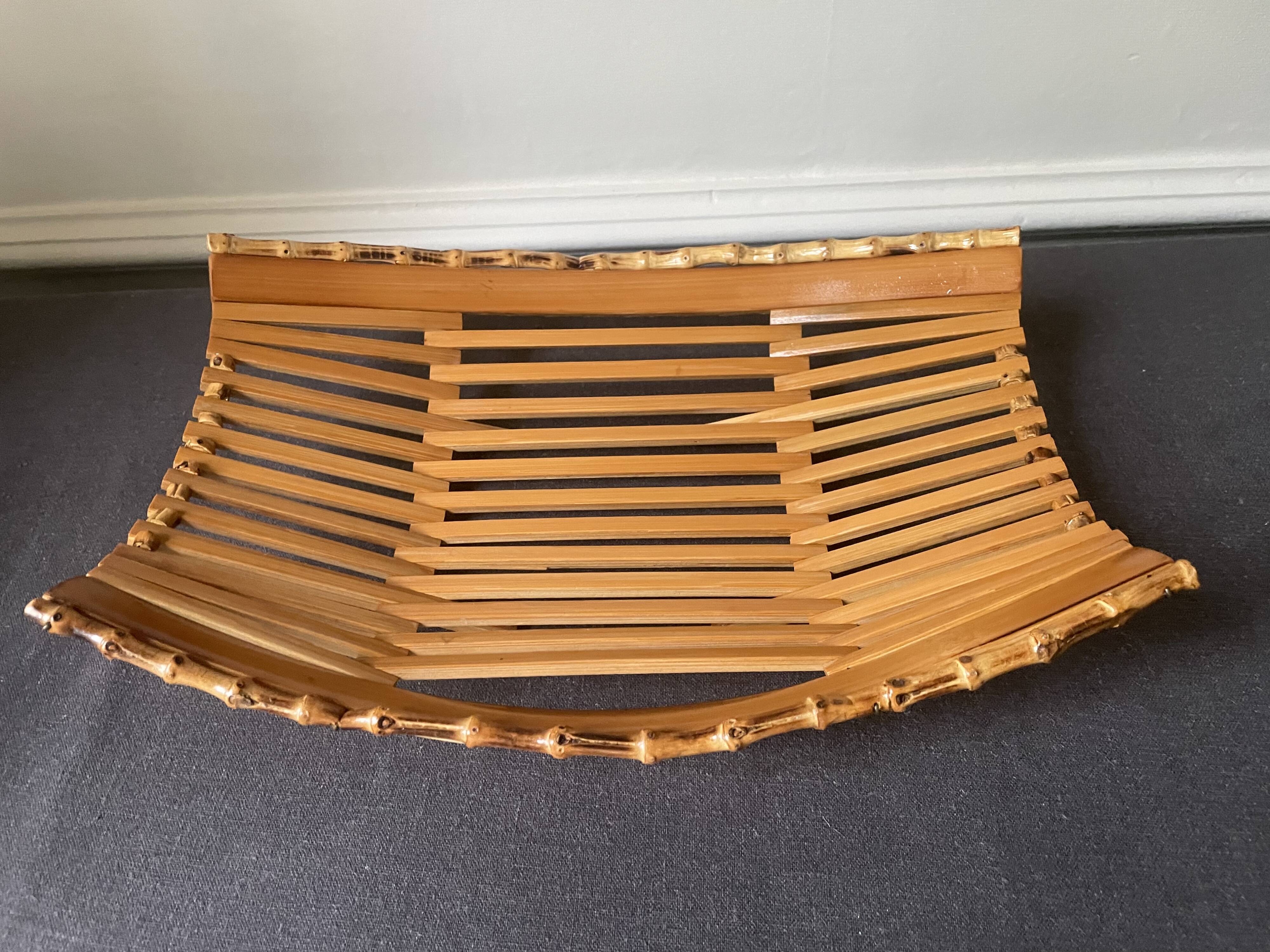 70s bamboo fruit basket