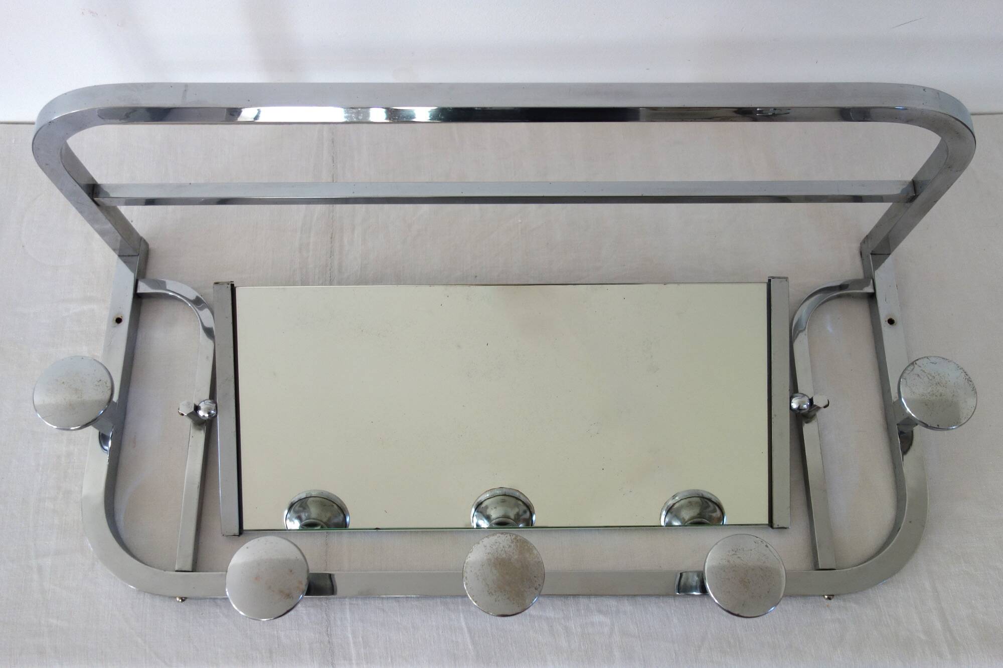 Chrome metal wall coat rack 1930s France