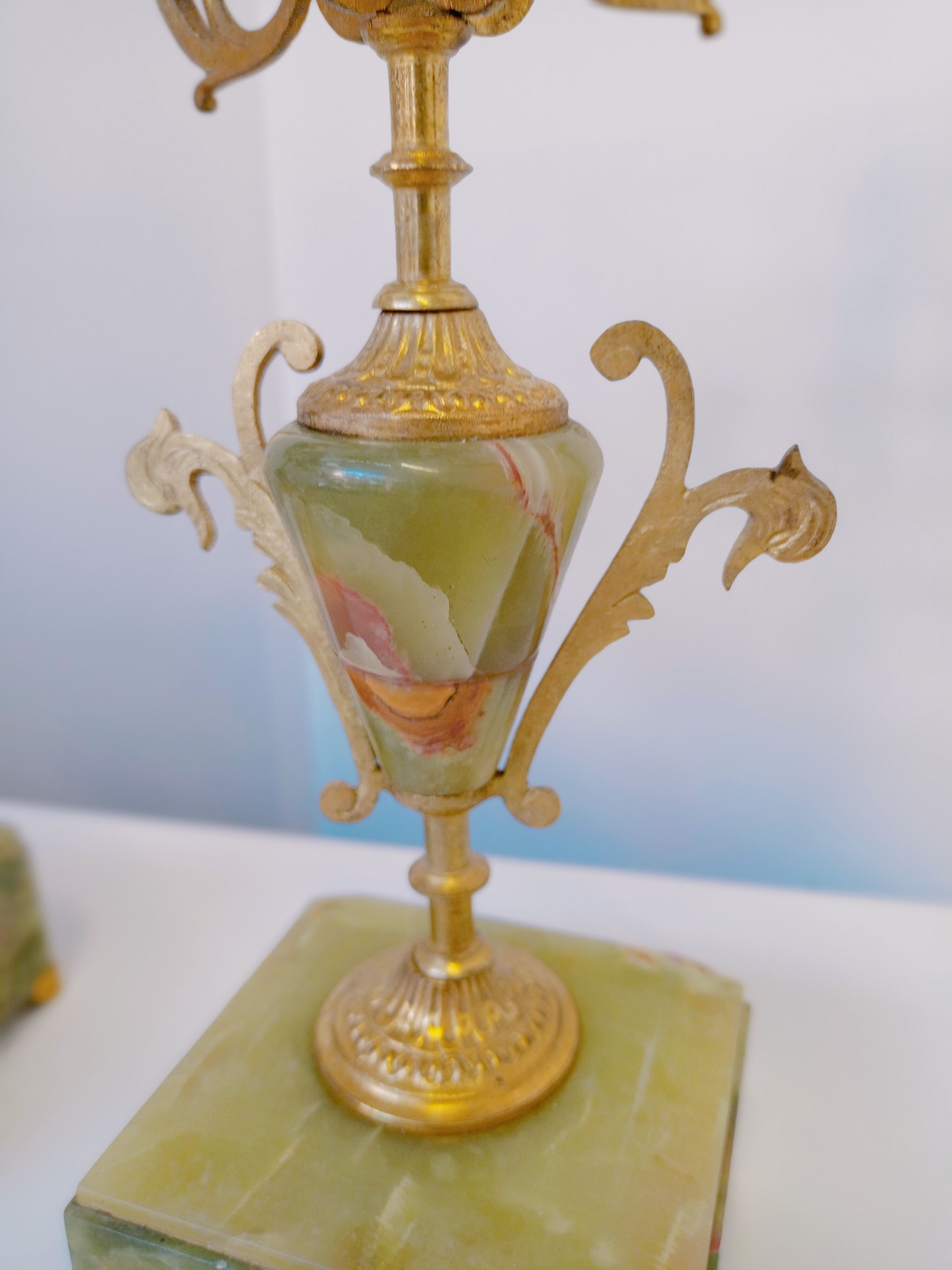 Two onyx candle holders