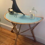 Blue rattan console