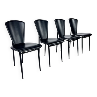 Ensemble de 4 chaises de salle à manger italiennes postmodernes, 1980