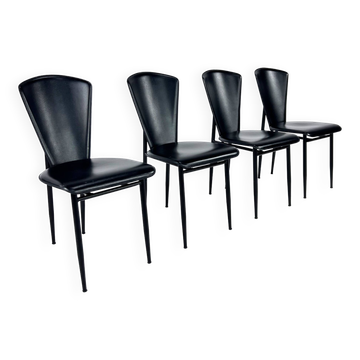 Ensemble de 4 chaises de salle à manger italiennes postmodernes, 1980