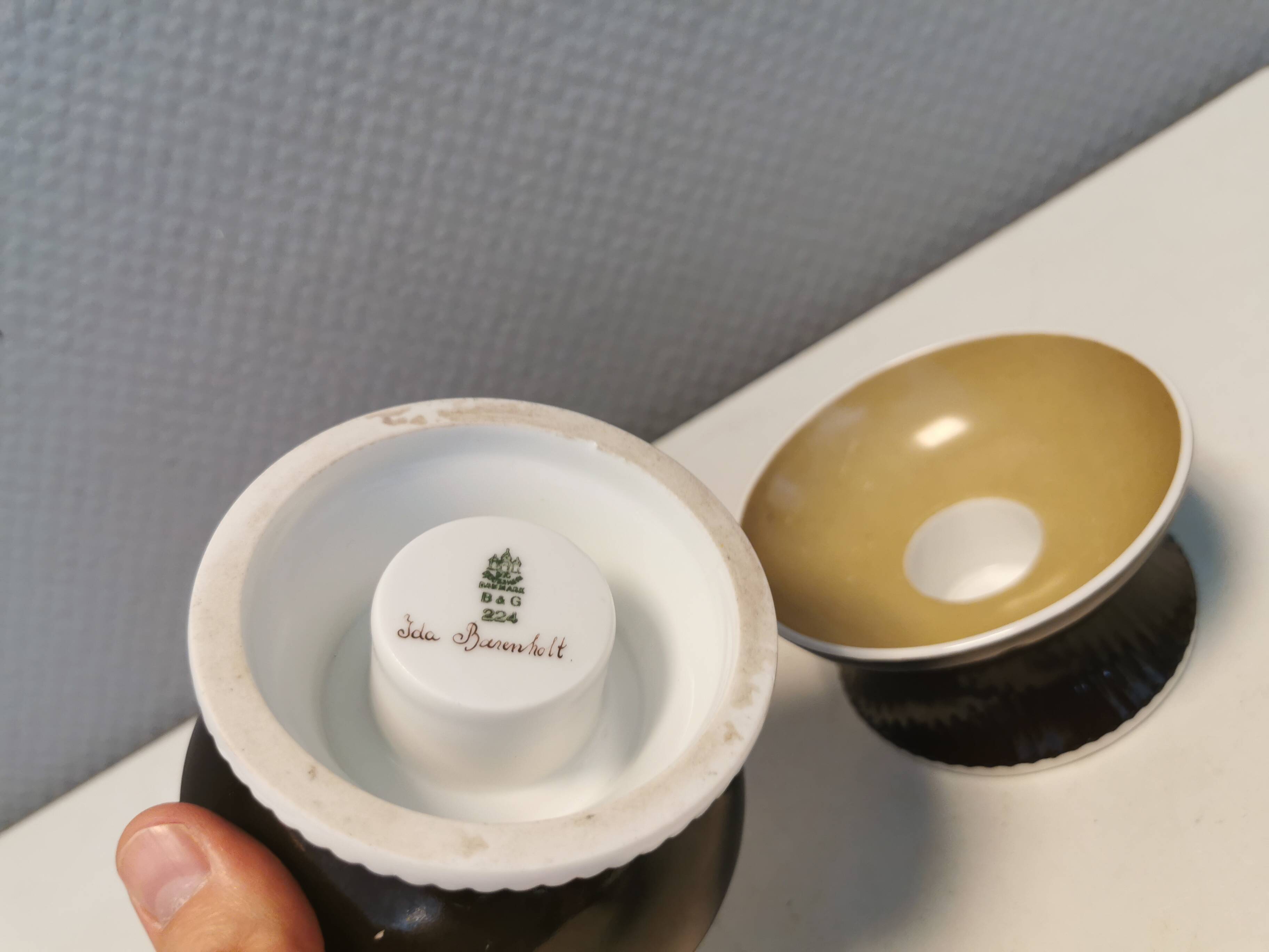 Candle holders produced by Danish B&G 1948-1952 and painted by Ida Bærenholt