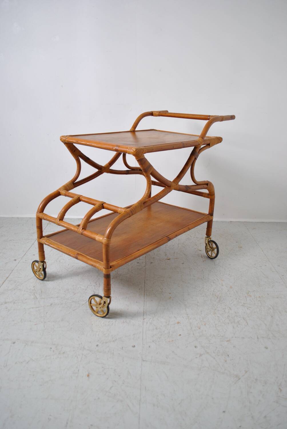 Rattan serving trolley 1970