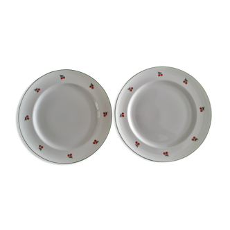 2 assiettes aux motifs de cerises