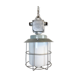 Vintage Industrial Aluminium Lamp with Milk Glass, 1970s