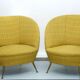 Pair of Ico Parisi-Style Armchairs in Original Fabric, Italy, 1950s