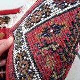 Tapis vintage du Moyen-Orient Hamadan fait main en laine – 40 x 56 cm