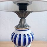 Pair of French Vintage Nightstand Lamps – Hand-Painted Porcelain & Pewter