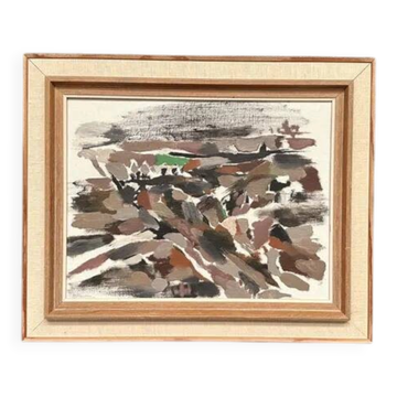 Original Swedish Oil on Canvas – "Abstract" by B. Person – Signed – Vintage and Framed – 53 x 44 cm (20.8" x 17.3")