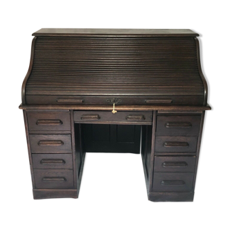 Antique  globe wernicke co ltd london pedestal oak roll top office desk