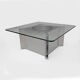 Michel Boyer Style Mid-century Modern French Steel and Glass Coffee Table