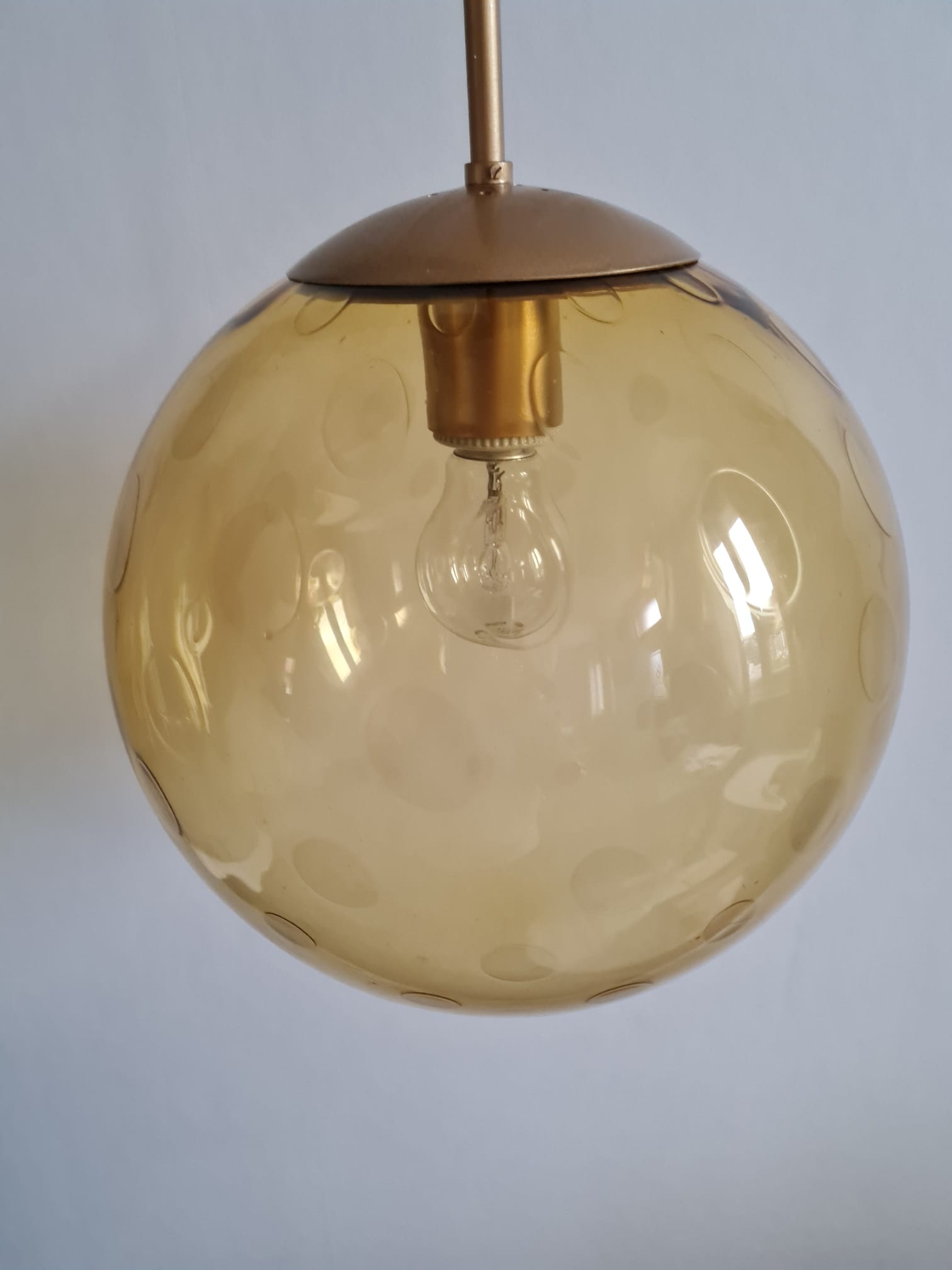 Suspension globe glass smokes amber bubble Peill & Putzler space age