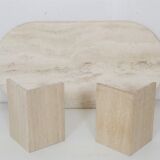 Oval travertine coffee table
