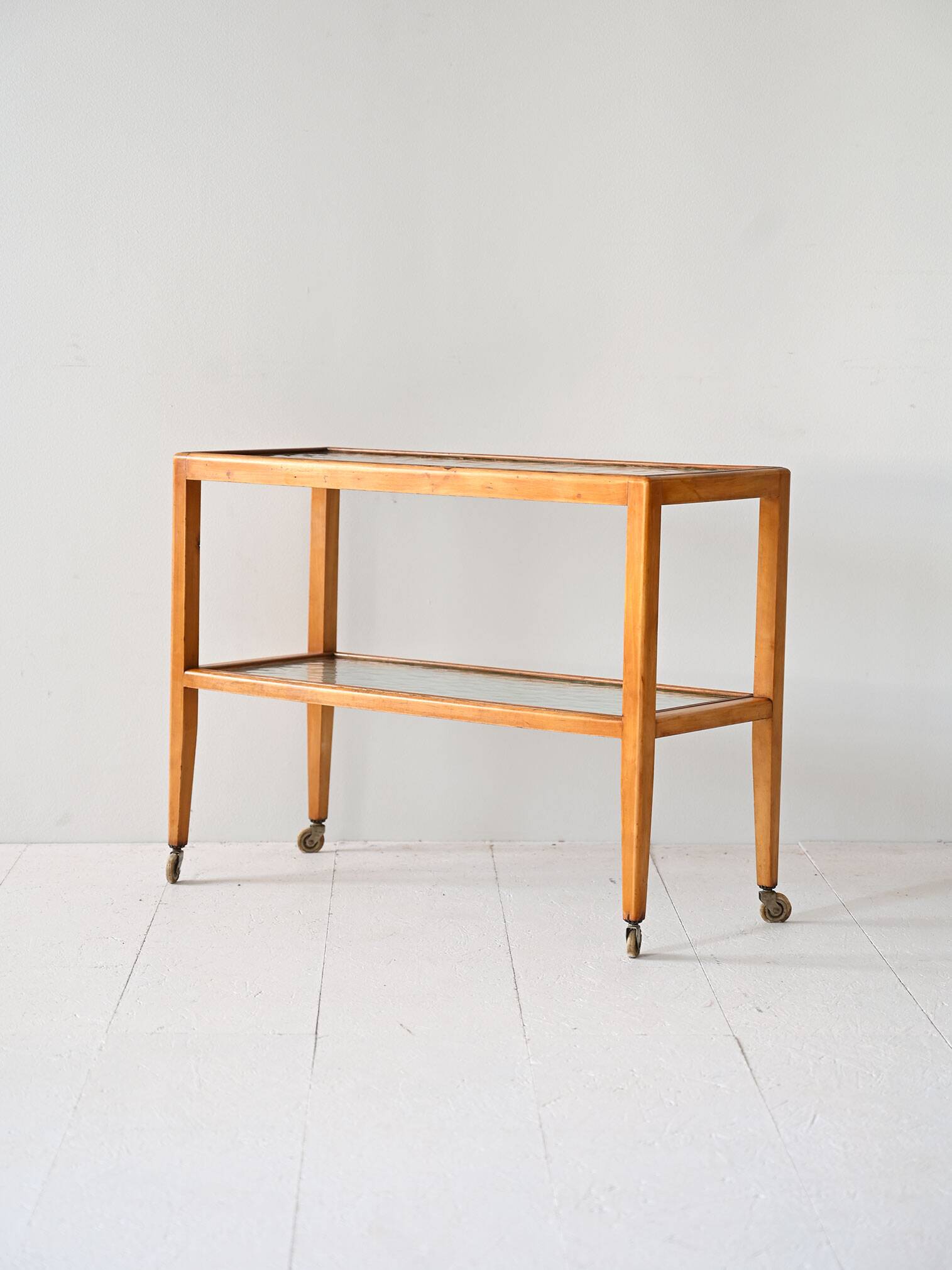 Vintage wooden and glass serving trolley