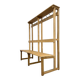 Vintage portemanteau XL en bois avec banc