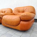 2 fauteuils en cuir cognac Sapporo, Mobil Girgi Italie