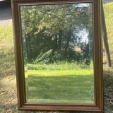 Large mirror with natural wood molding, gold fillet, beveled mirror, (La Gatvinière)
