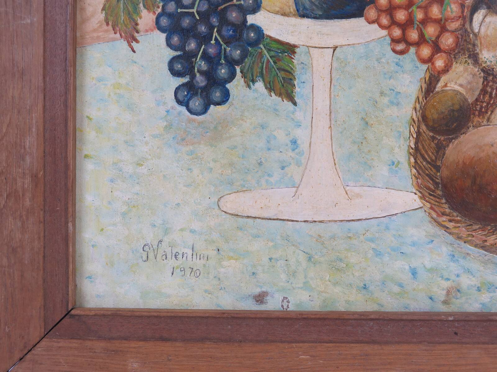 Oil painting still life signed and dated, painted on board with frame B8