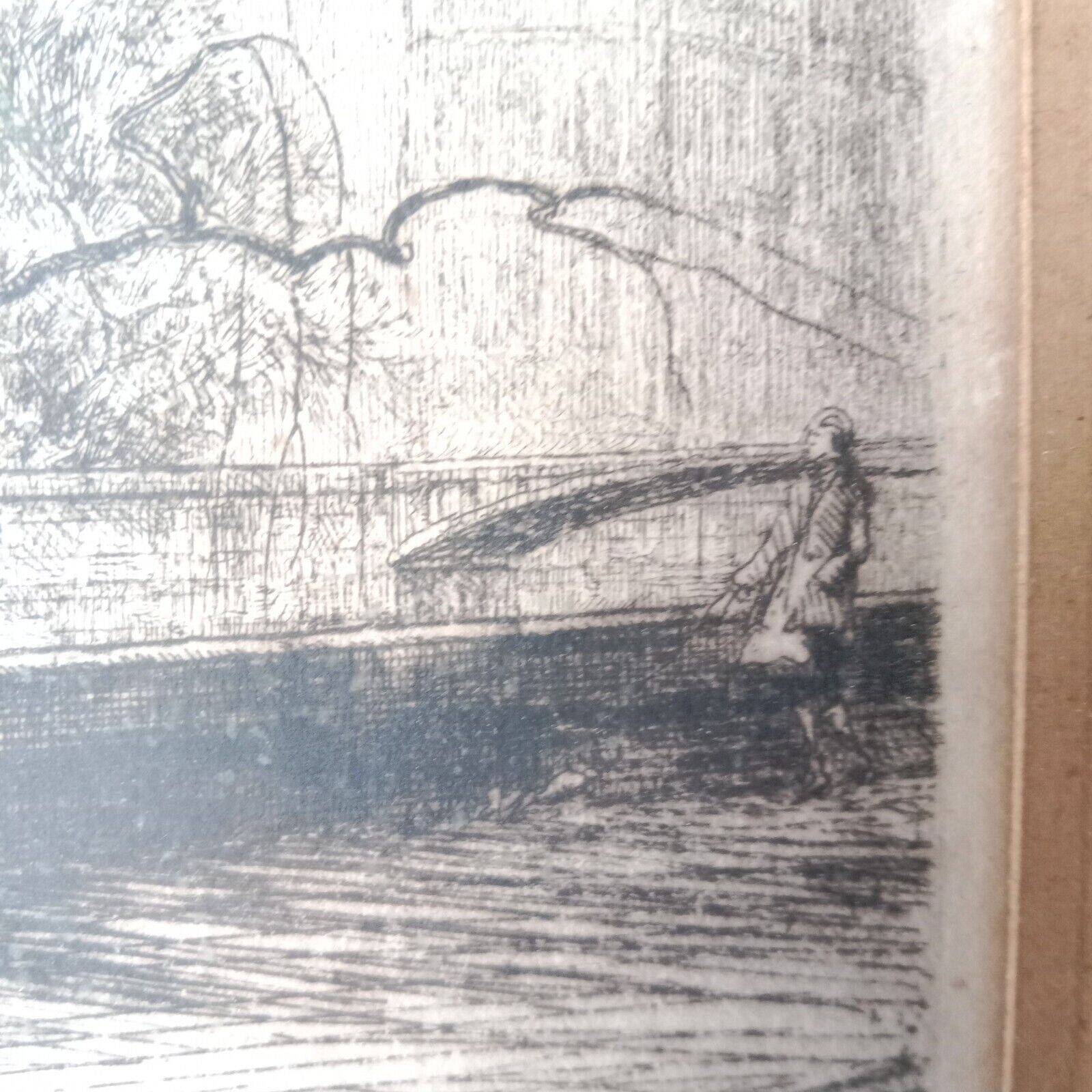 Paris Quai d'Orléans Etching Signed Jean Jules Dufour 1889 1973