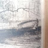 Paris Quai d'Orléans Etching Signed Jean Jules Dufour 1889 1973