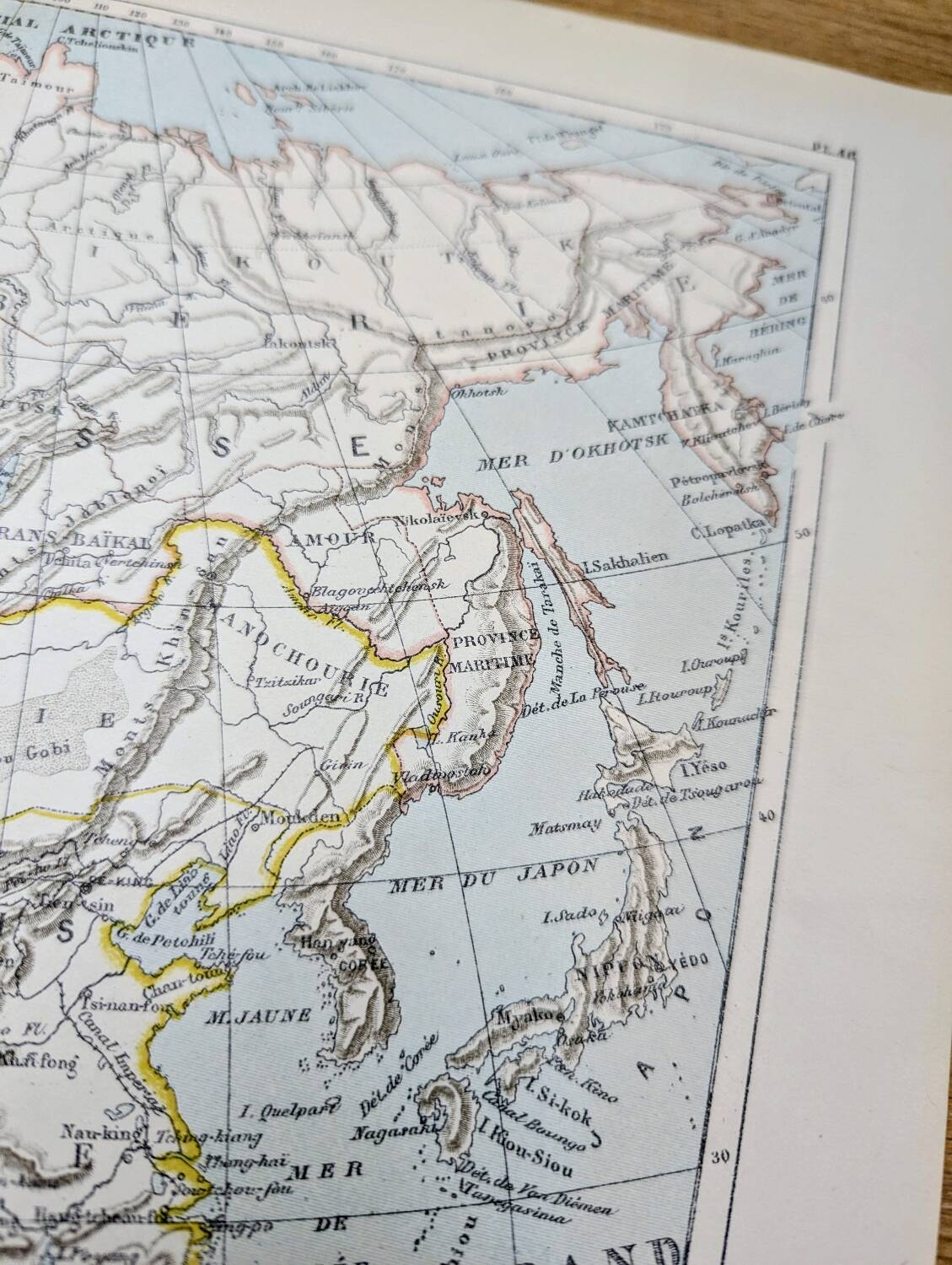 Russian and Chinese Empires, period map, 1887, Authentic.