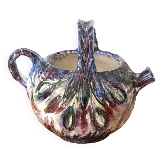 Vintage Leray Rochefort Ceramic Teapot, 1950s French Majolica Pottery