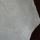 10 old embroidered napkins with L.J monogrammed damask cotton