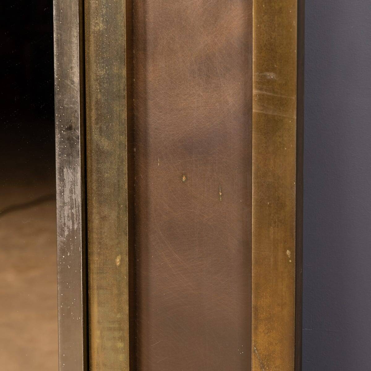 Miroir carré vintage en laiton et bronze du 20ème siècle par Belgo Chrom, Belgique