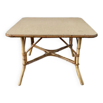 Table basse en rotin et bambou années 60
