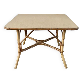 Table basse en rotin et bambou années 60