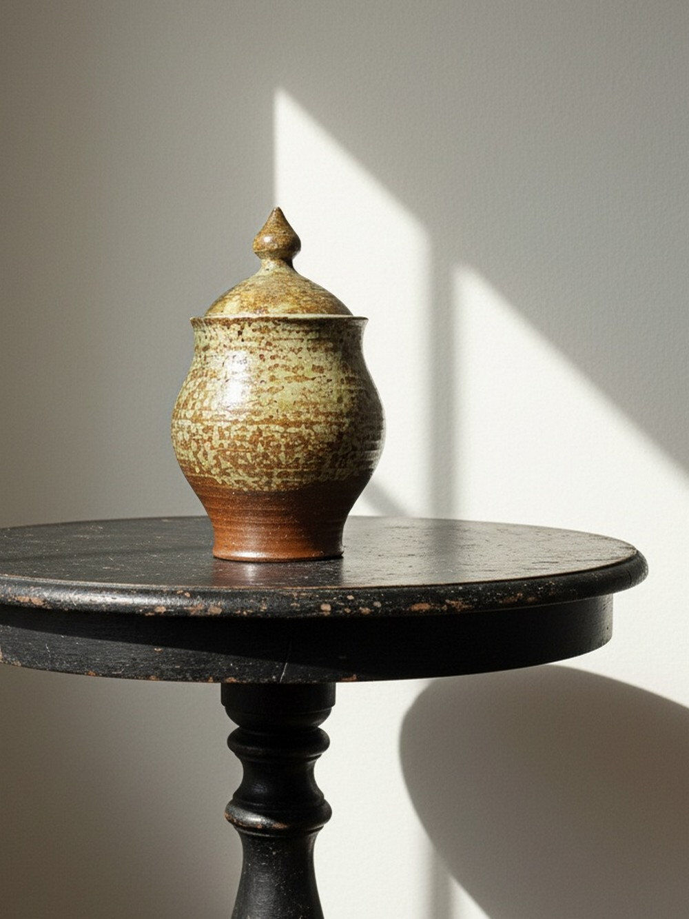 Boîte en grès pyrité émaillé chic et rustique vintage années 50-60