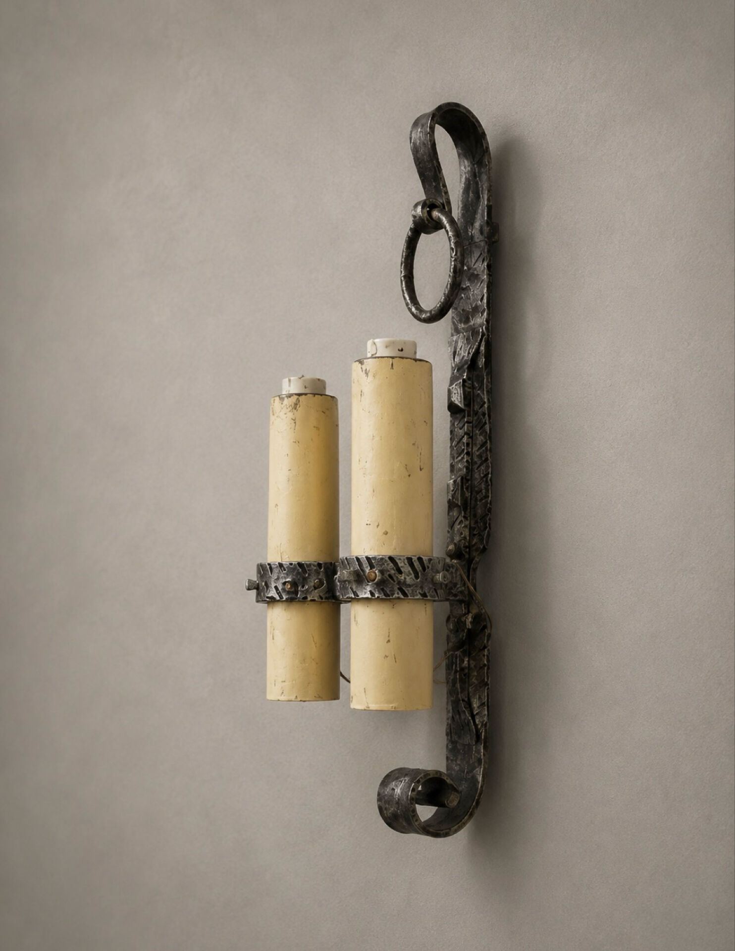 Brutalist Ferro Art wall sconces in wrought iron – Spain, 1970s
